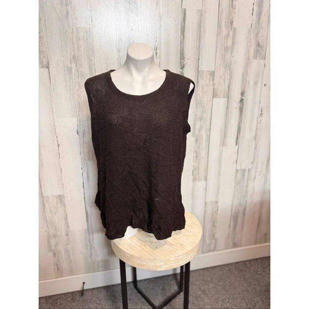 Avenue Black Sleeveless Knit Top Size 22/24 Lightweight Textured Sweater Tank Pl